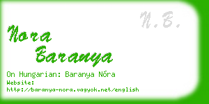 nora baranya business card